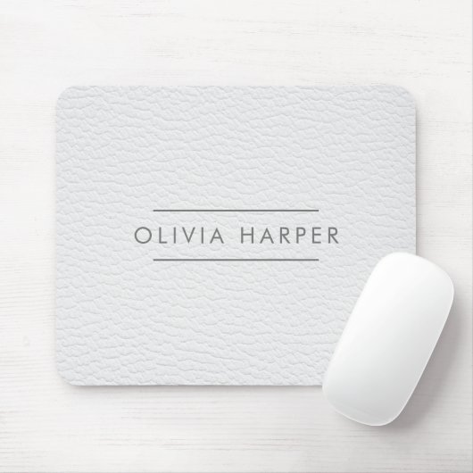 White Chic | Minimaler Lederschau Mousepad (Mit Mouse)