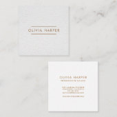 White Chic | Minimaler Lederschau Quadratische Visitenkarte (Vorne/Hinten)