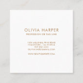 White Chic | Minimaler Lederschau Quadratische Visitenkarte (Rückseite)