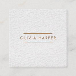 White Chic | Minimaler Lederschau Quadratische Visitenkarte