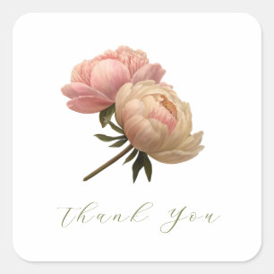 White Chic Rose Wedding Danke Quadratischer Aufkleber
