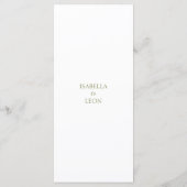White | Chic Rose Wedding  Menükarte (Rückseite)