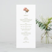 White | Chic Rose Wedding  Menükarte (Stehend Vorderseite)