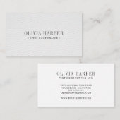 White Chic | Schlichter eleganter Lederlook Visitenkarte (Vorne/Hinten)