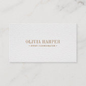 White Chic | Schlichter eleganter Lederlook Visitenkarte (Vorderseite)