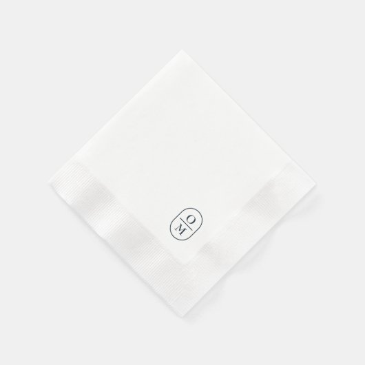 White | Chic Typography Minimal Monogram Wedding Serviette (Ecke)