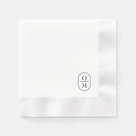White | Chic Typography Minimal Monogram Wedding Serviette (Vorderseite)