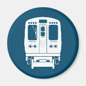 White Chicago "L" Profil auf Blue Background Magnet (Vorne)