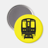 White Chicago "L" Profil auf gelbem Hintergrund Magnet (Vorderseite/Rückseite)