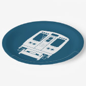 White Chicago "L" Profil auf gelbem Hintergrund Pappteller (Schrägansicht)