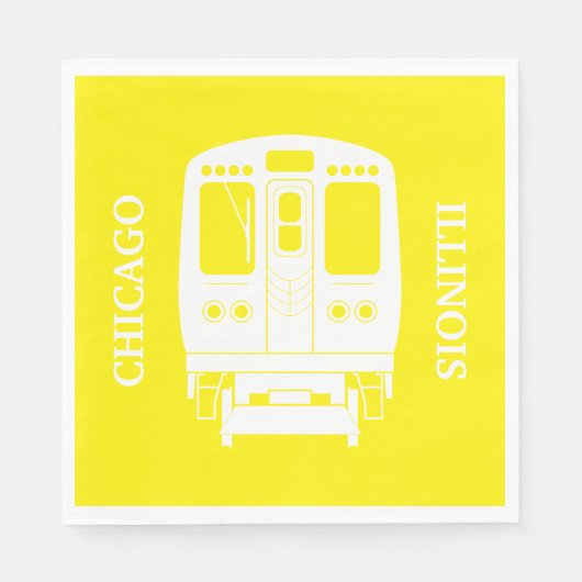 White Chicago "L" Profil auf gelbem Hintergrund Serviette (Vorderseite)