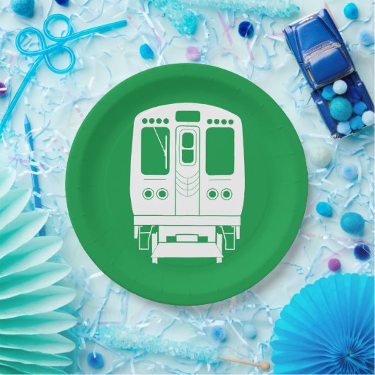 White Chicago "L" Profil auf grünem Hintergrund Pappteller (Party)