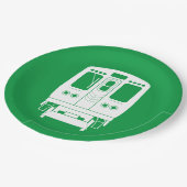 White Chicago "L" Profil auf grünem Hintergrund Pappteller (Schrägansicht)