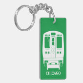 White Chicago "L" Profil auf grünem Hintergrund Schlüsselanhänger (Vorderseite links)