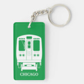White Chicago "L" Profil auf grünem Hintergrund Schlüsselanhänger (Rückseite)