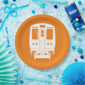 White Chicago "L" Profil auf Orange Background Pappteller (Party)