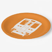 White Chicago "L" Profil auf Orange Background Pappteller (Schrägansicht)