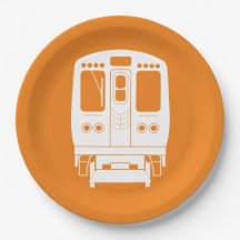 White Chicago "L" Profil auf Orange Background