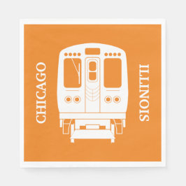White Chicago "L" Profil auf Orange Background Serviette