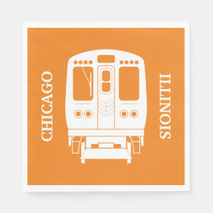 White Chicago "L" Profil auf Orange Background Serviette