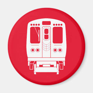 White Chicago "L" Profil auf Red Background Magnet