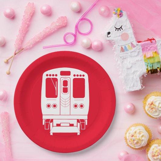 White Chicago "L" Profil auf Red Background Pappteller (Party)