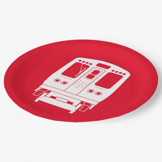 White Chicago "L" Profil auf Red Background Pappteller (Schrägansicht)