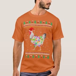 White Chicken Ugly Christmas Chicken Santa Christm T-Shirt