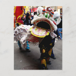White Chinese Lion Dancer Postkarte