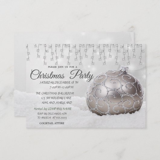 White Christmas Ball, Light Company Christmas Part Einladung (Vorne/Hinten)