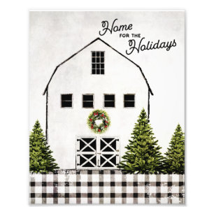 White Christmas Barn Wall Art Fotodruck