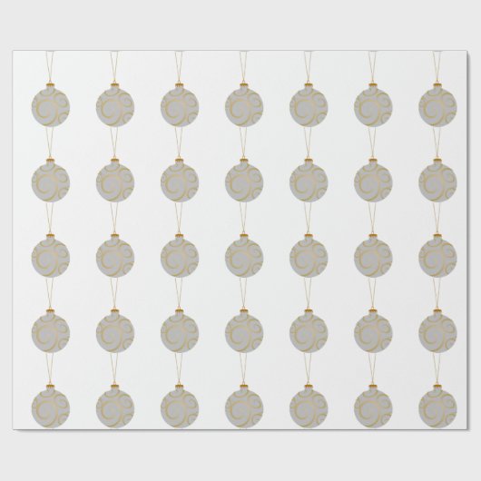 White Christmas Bauble & Snowflakes Matte Geschenkpapier (Flach)