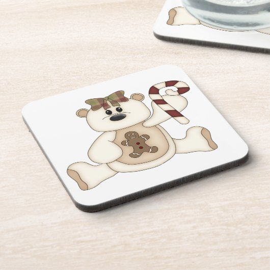 White Christmas Bear Gingerbread Man Untersetzer (Linke Seite)