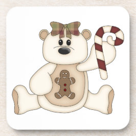 White Christmas Bear Gingerbread Man Untersetzer
