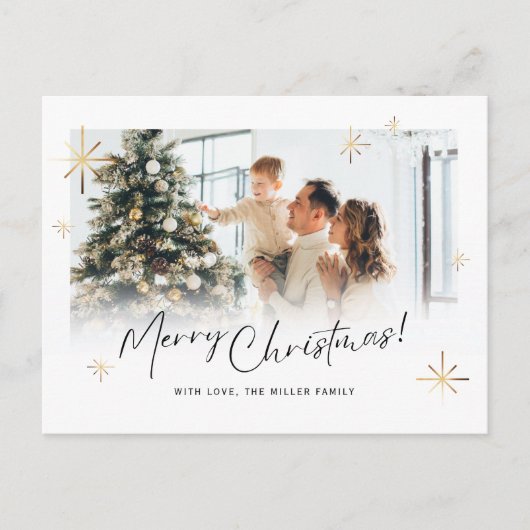 White Christmas Card Foto Ideen Postkarte (Vorderseite)