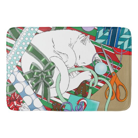 White Christmas Cat Badematte (Vorderseite)