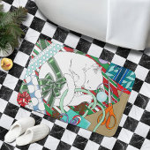 White Christmas Cat Badematte