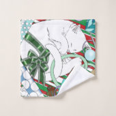 White Christmas Cat Badhandtuch Set (Waschlappen)