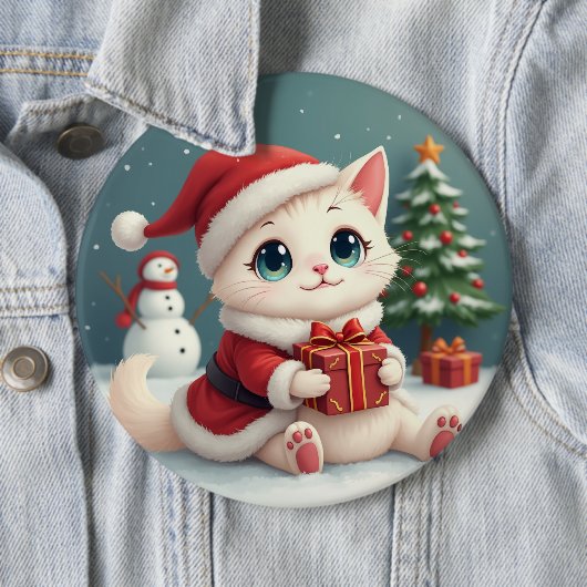 White Christmas Cat Button (Beispiel)