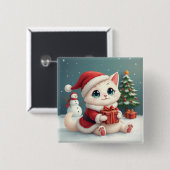 White Christmas Cat Buttons (Vorne & Hinten)