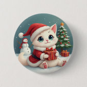 White Christmas Cat Buttons (Vorderseite)