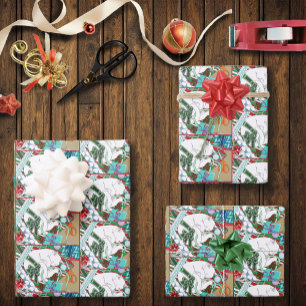 White Christmas Cat Geschenkpapier Set