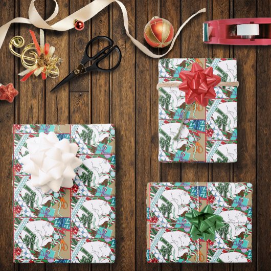 White Christmas Cat Geschenkpapier Set