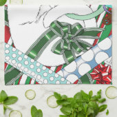 White Christmas Cat Geschirrtuch (Gefaltet)