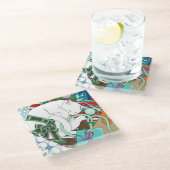 White Christmas Cat Glasuntersetzer (Schrägansicht)