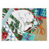 White Christmas Cat Große Geschenktüte (Vorderseite)