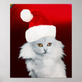 WHITE CHRISTMAS CAT MIT SANTA CLAUS HAT, Red Ruby Poster (Vorne)