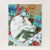 White Christmas Cat Puzzle (Vertikal)