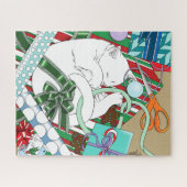 White Christmas Cat Puzzle (Horizontal)