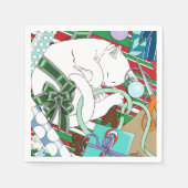 White Christmas Cat Serviette (Vorderseite)